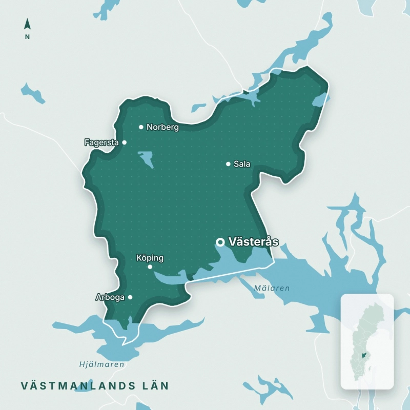 vastmanlands lan karta